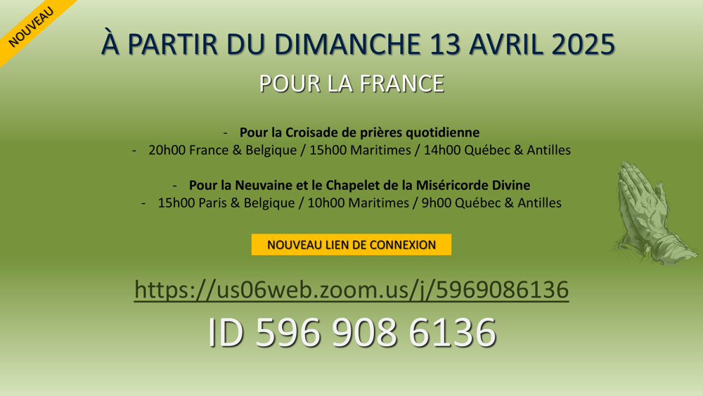Nouveau lien de connexion pour les Croisade quotidiennes pour la France