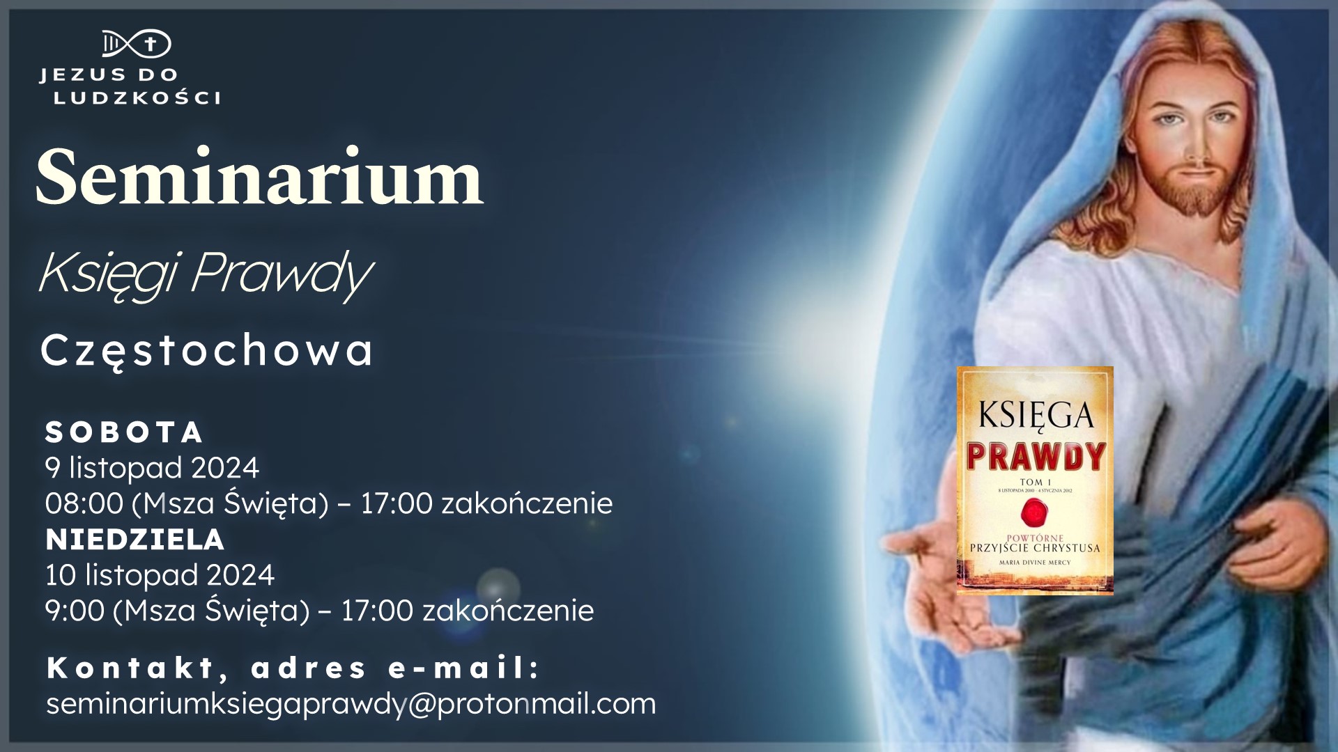 Oficjalne seminarium Księgi Prawdy; 9 - 10 listopad 2024, Częstochowa